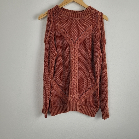 Umgee rustic orange cold shoulder knit sweater - Picture 10 of 10